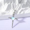 wholesale 925 Sterling Silver Heart-Shaped Moonstone Cross Pendant Necklace for Women Gifts-0-3