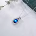TOUPOP Sterling Silver Crystal Pendant Necklace For Women Birthday Christmas Gifts-0-4