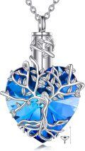 wholesale 925 Sterling Silver Blue Crystal Tree of Life Urn Keepsake Locket Necklace for Ashes s-0-0
