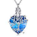 wholesale 925 Sterling Silver Blue Crystal Tree of Life Urn Keepsake Locket Necklace for Ashes s-0-0