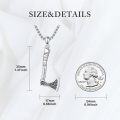wholesale 925 Sterling Silver Axe Pendant Necklace  for Men - Norse Viking Jewelry with Rune Design and Chain 46cm Length-0-2