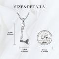 wholesale 925 Sterling Silver Axe Pendant Necklace  for Men - Norse Viking Jewelry with Rune Design and Chain 46cm Length-0-2