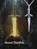wholesale 925 Sterling Silver Tri-force Sword Pendant Necklace for Men & Women-0-1
