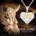 wholesale 925 Sterling Silver Angel Number Pi Symbol with Wings & CZs Pendant on 18+2in Chain-0-4