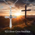 wholesale 925 Sterling Silver Origami Cross Pendant Necklace with Black Stone Accents for Women and Men-0-1
