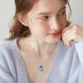 wholesale 925 Sterling Silver 925 Blue Teardrop Crystal Rose Pendant Necklace - Mothers Day Gift for Women-0-2