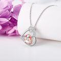 wholesale 925 Sterling Silver Heart-Shaped Guinea Pig Pendant Necklace with Cubic Zirconia Gifts for Women-0-1