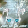 wholesale 925 Sterling Silver Turquoise Heart Music Note Stud Earrings for Women-0-3
