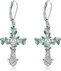 wholesale 925 Sterling Silver Celtic Knot Green Enamel Cross Dangle Drop Earrings for Women-0-0