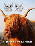 wholesale 925 Sterling Silver Highland Cow Stud Earrings - Cute Animal  for Women Girls-0-3