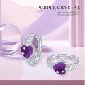 wholesale 925 Sterling Silver Purple Stone Celtic Heart Hoop Earrings - Small Huggies  for Her-0-5