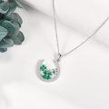 wholesale 925 Sterling Silver Green Crystal Clover Pendant Necklace for Women Girls Mothers Day Gift-0-2