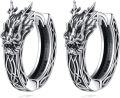 wholesale 925 Sterling Silver Dragon Head Celtic Knot Huggie Hoop Earrings Norse Viking Charm Protection Lucky Jewelry for Men Women 3cm Diameter-0-0
