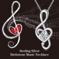 TOUPOP Sterling Silver Birthstone Music Note Necklace Fine Jewelry Gift-0-3