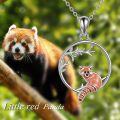 wholesale 925 Sterling Silver Round Red Panda Charm Necklace - Adorable Animal  for Her-0-4
