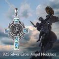 wholesale 925 Sterling Silver Saint Michael Celtic Cross Abalone Shell Pendant Necklace-0-2