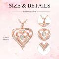 wholesale 925 Sterling Silver Rose Gold 1 CTTW Moissanite Floating Necklace with Twinkle Setting, Double Heart Pendant, Adjustable Chain, Hypoallergenic, Gift Box Included-0-3