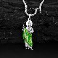wholesale 925 Sterling Silver Saint Christopher Pendant with Green Enamel and Archangel Cross Necklace (24) -0-3