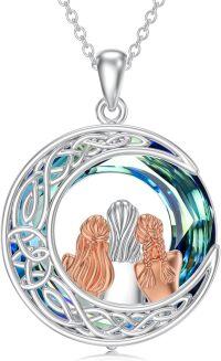 wholesale TOUPOP Sisters Gifts From Sister 925 Sterling Silver Sister Necklace Celtic Knot Moon Pendant Necklace With Crystal 3 Sisters Jewelry Gifts For Women Sister -undefined
