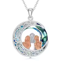 TOUPOP Sterling Silver Crystal Sister Necklace Celtic Knot Moon Pendant 3 Sisters Jewelry-undefined