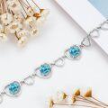 wholesale 925 Sterling Silver & Blue Zirconia Heart Birthstone Bracelet for Women, Hypoallergenic Gift-0-2