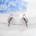 wholesale 925 Sterling Silver Parrot Teardrop Enamel Dangle Earrings for Women-0-2