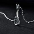 wholesale 925 Sterling Silver Skull Guitar Hand Pendant Necklace with Rope Chain 3MM 24+2 for Men Boys Gift Incl.-0-1