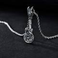 wholesale 925 Sterling Silver Skull Guitar Hand Pendant Necklace with Rope Chain 3MM 24+2 for Men Boys Gift Incl.-0-1
