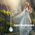 wholesale 925 Sterling Silver Water Drop Necklace With Leaf Accent-0-5