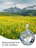 TOUPOP Sterling Silver Turquoise Mustard Seed Tree Of Life Pendant-0-1