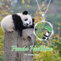 wholesale 925 Sterling Silver Enamel Panda Bamboo Charm Pendant Necklace for Women Girls  45cm Chain Length-0-3