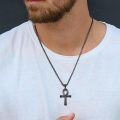 wholesale Black  Ankh Cross Pendant Necklace for Men & Women - Gothic Egyptian Symbol s-0-2