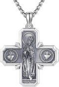 wholesale 925 Sterling Silver Virgin Mary Cross Pendant Necklace for Women Men Catholic  36 Chain-0-0