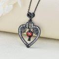 wholesale 925 Sterling Silver Gothic Lock & Key Red Crystal Heart Pendant Necklace-0-2