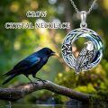 TOUPOP Sterling Silver Crystal Owl Raven Pendant Necklace-0-2