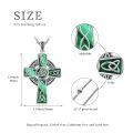 wholesale 925 Sterling Silver Celtic Cross Necklace With Green Inlay And Chain-0-5