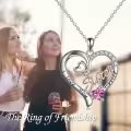 TOUPOP Sterling Silver & Birthstone I Love You Forever Sister Pendant Gift-0-2
