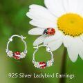wholesale 925 Sterling Silver Ladybug Flower Hoop Earrings for Women Girls  30mm Diameter-0-4