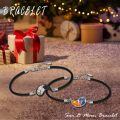 wholesale 925 Sterling Silver Sun Moon Yin Yang Matching Couple Black Leather Bracelets Set-0-6
