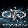 wholesale 925 Sterling Silver Black Enamel Grim Reaper Adjustable Gothic Bracelet for Men-0-5