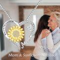 wholesale 925 Sterling Silver Sunflower Mom Heart Pendant Necklace for Women-0-1