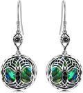 wholesale Sterling Silver Birthstone Celtic Tree of Life Dangle Earrings-0-0