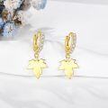 wholesale Gold 925 Sterling Silver Maple Leaf Sagittarius Huggie Hoop Earrings Constellation Jewelry-0-3