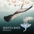 wholesale 925 Sterling Silver Larimar Manta Ray Ocean Wave Pendant Necklace for Women Gifts-0-4