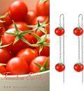 wholesale 925 Sterling Silver Tomato Drop Earrings Red Fresh Vegetable  for Women Girls-0-5