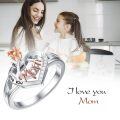TOUPOP Sterling Silver Rose Flower I Love You Mom Ring-0-1