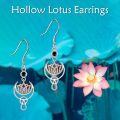 wholesale 925 Sterling Silver Moon & Lotus Flower Drop Earrings for Women s-0-4