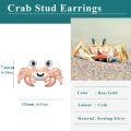 wholesale 925 Sterling Silver Rose Gold Crab Stud Earrings Minimalist Sea Life s for Women Girls-0-2