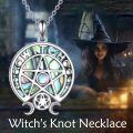 wholesale 925 Sterling Silver Abalone Shell Witch's Knot Pentagram Pendant Necklace Wiccan Jewelry-0-5