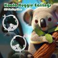 wholesale 925 Sterling Silver Koala Bear Green Stone Huggie Hoop Earrings for Women-0-1